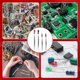 VARKAGE Set of 4 Tweezers Set, Tweezers Craft with Rubber Tips, Craft Tweezers for Making Laboratory Jewellery, DIY Crafts, Stamp Coins