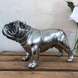 Darthome Ltd Vintage Silver British Bulldog Home Ornament Sculpture Figurine Statue Gift 27cm