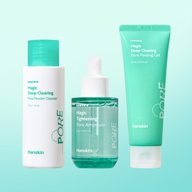 Hanskin Magic Tightening Pore 3-piece Set (Ampoule + Powder Cleanser + Peeling Gel) / 한스킨 매직 타이트닝 모공 3종 세트 (앰플+파우더 클렌저+필링젤)