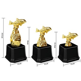 SINGOMON 3 Sizes Fishing Trophy Gold Trophies Plastic Trophy Awards Fish Figurine Statue Trophy Gold Trophy Cup Old Fish Trophy Award 1st Reward Prizes Trophy for Fishing Competitions Party Favors