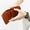 BlissLeather Wallet, Round Zipper, Genuine Leather, Vegetable Tanned, Braun
