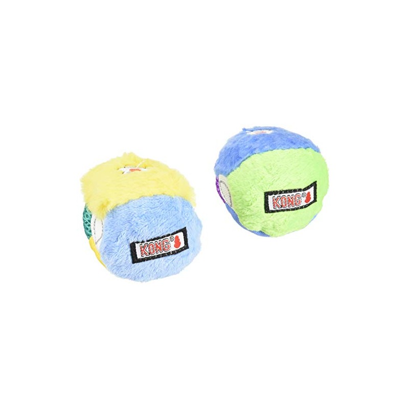 Kong Dog Toy, Dot & Daisy Plush Balls, Pack of