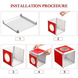 Gatuida Raffle Box, Square Lottery Box with Slot, for Office Events, Fundraisers, Bingo, Lucky Draw, Red 20x20x20cm