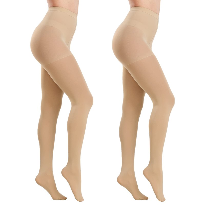 MANZI 2 Pairs 70 Denier Women's Tights Stretch Run Resistant