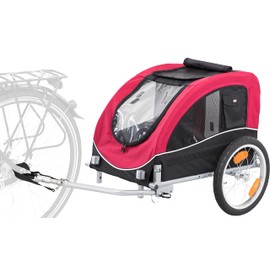TRIXIE Dog Bike Trailer for Small to Medium Dogs, Pet Trailer, Air-Filled Tires, Collapsible, Black/Red