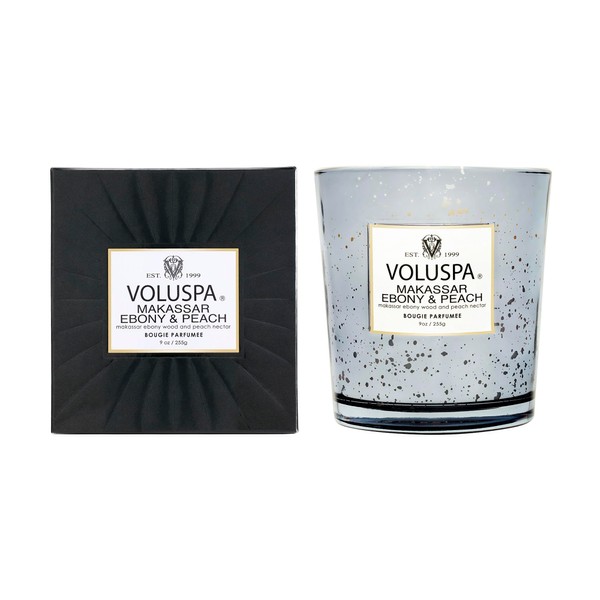 Voluspa Makassar Ebony and Peach Candle, 9 oz, Coconut Wax