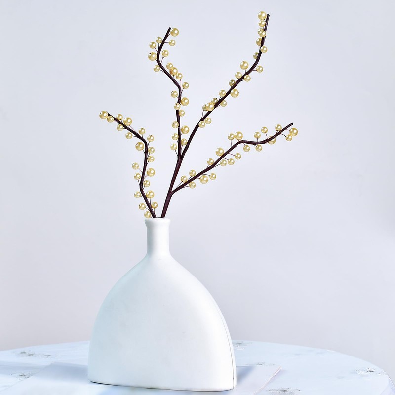 1 PCS Champagne Pearl Branches, 42cm Bendable Artificial Beaded Stem