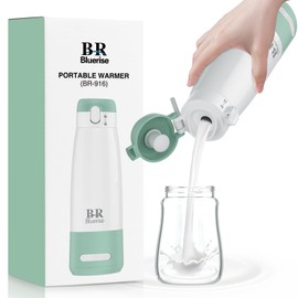 BRBLUERISE Portable Milk Warmer for Travel – Dual Heating Modes for Breast Milk & Water, Portable Bottle Warmer with Fast Heating & Long Battery Life, 12 oz Large Capacity to Meet Your One-Day Needs