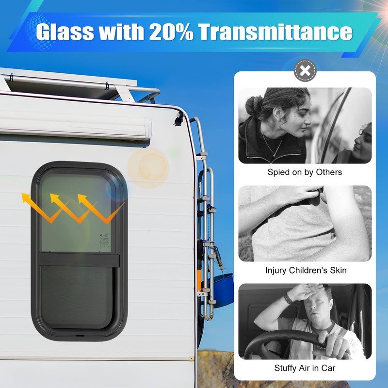 Jiabailie RV Window,Vertical RV Windows,12" W x 22" H Tinted