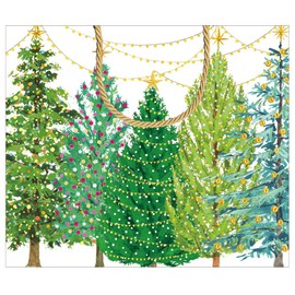 Caspari Christmas Trees with Lights Large Gift Bag - 1 Each