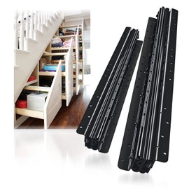 YENUO Undermount Heavy Duty Drawer Slides Full Extension Bottom Mounted 16 24 32 40 Inch Hidden Under Ball Bearing Metal Rails Track Guide Glide Runners 260 Lb 1 Pair (Black, 16 Inch(400mm))
