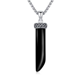 TRISHULA Italian Horn Necklaces 925 Sterling Silver Black Crystal Lucky Italian Horn Necklace Black Crystal Jewelry Gifts for Women Men