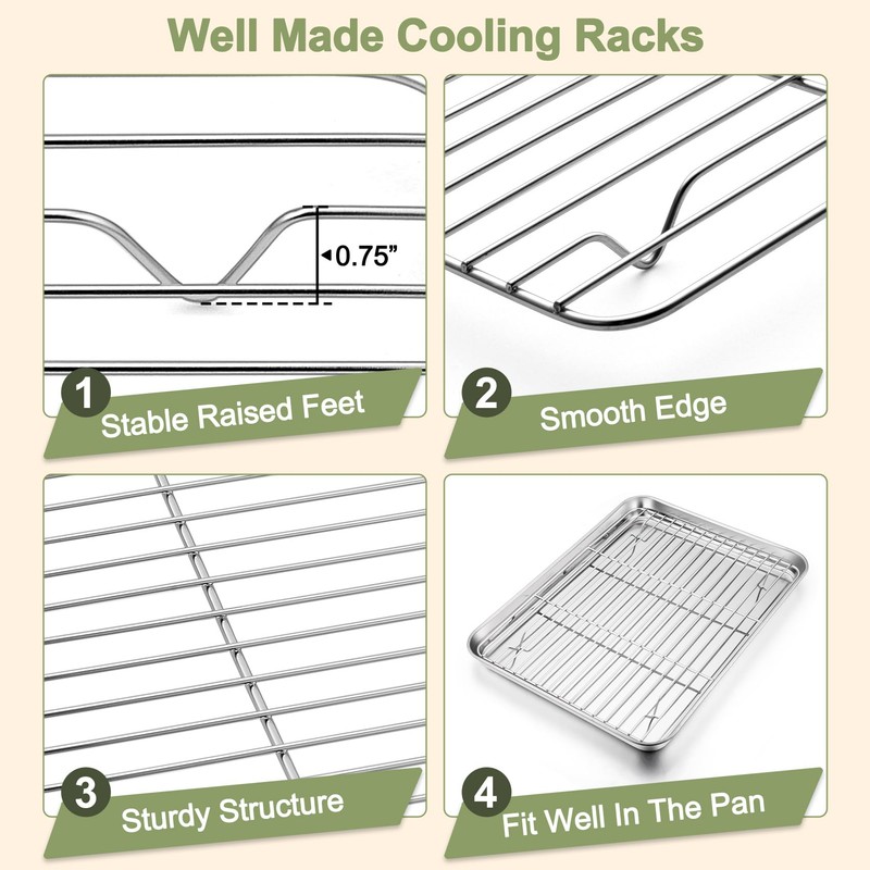 TeamFar Baking Sheet with Rack Set (3 Pans + 3