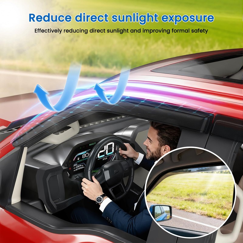 YLSCOO Window Visors Rain Guards fits 2024-2026 Hyundai Kona, Out-Channel