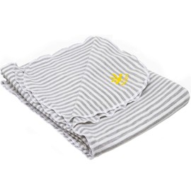 Nozone Baby Blanket, Sun Protective, Soft Bamboo, UPF 30 in White/Grey Stripe
