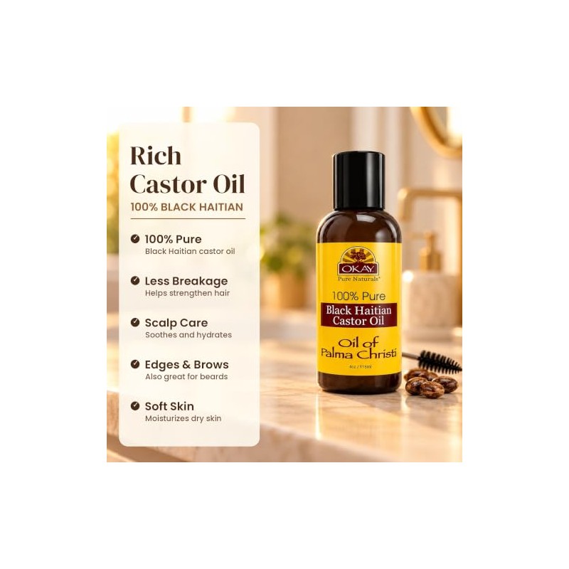 Okay Haitian Castor Oil, Black, 4 Ounce