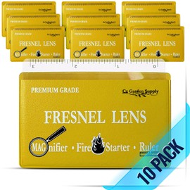 Fresnel Lens 4X Magnifier Pocket Wallet Credit Card Size • Ruler - Unbreakable Plastic for Home Office Classroom & Outdoor EDC Survival Kit Bushcraft (10 pack Ruler/Magnifier - Yellow)