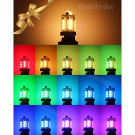 Noobibaba G4 LED Bulb Color Changing, 12V 24V RGB LED G4 Light Bulbs, 3W Low Voltage Landscape Light Bulbs, Warm White+15 Multicolor (2 Bulbs and a Remote)