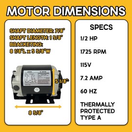 GF2054 1/2 hp, 1725 RPM, 115 Volts, 48/56 Frame, ODP, Sleeve Bearing Belt Drive Blower Motor