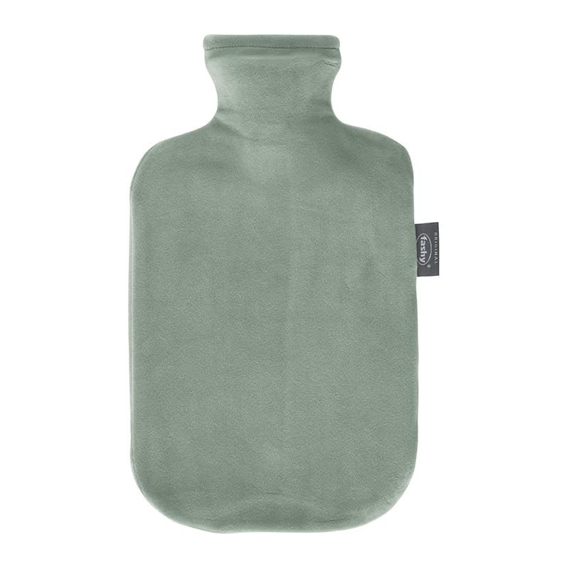 Fashy Hot Water Bottle 2.0 L with Fleece Cover Green