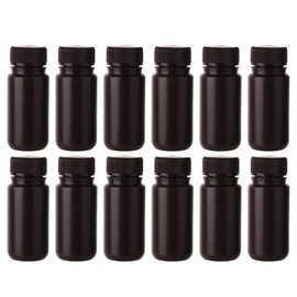 Labvida Amber Reagent Bottle HDPE Wide Mouth Round Plastic Bottles, 12 pcs of 60ml Sample Sealing Storage Container for Laboratories, Classrooms, or Storage at Home, LVAL002