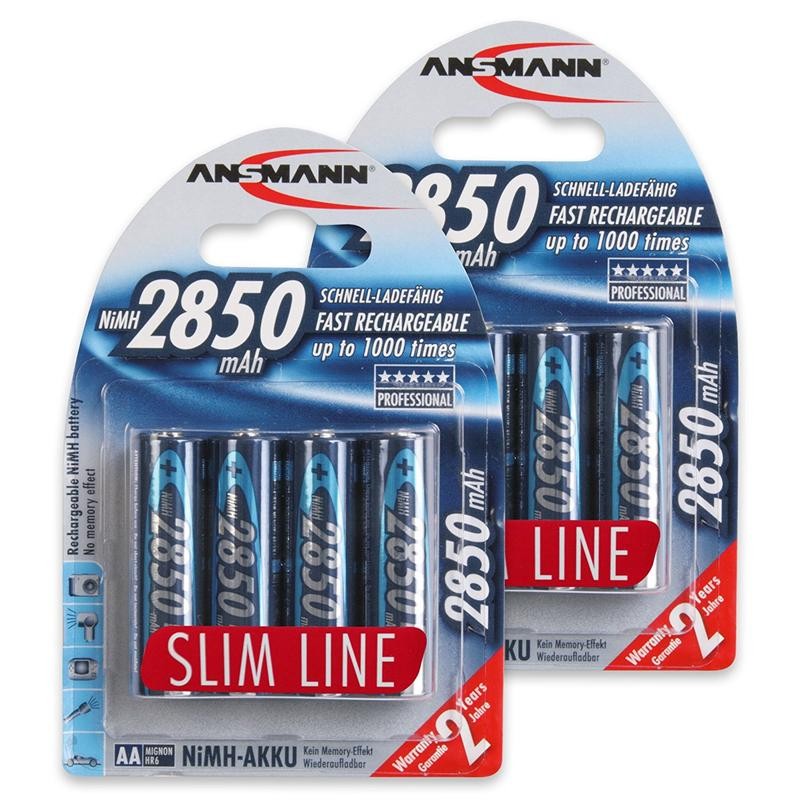 Ansmann AA 2850mah 4-pack Slimline Rechargeable Batteries For Wireless Mics