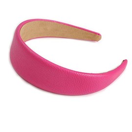 Fuchsia Wide Chunky PU Leather, Faux Leather Hair Band/HeadBand/Alice Band