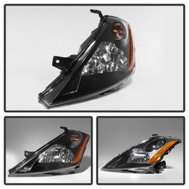 ACANII - For 2003-2007 Nissan Murano Halogen Headlights Black Replacement Headlamps Driver + Passenger Side