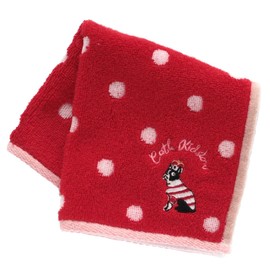 Cath Kidston 001360-0002-03 Caskidson Towel Handkerchief, Bernie Embroidery (Red) Women's Towel, Hand Towel, Approx. 9.8 inches (25 cm)