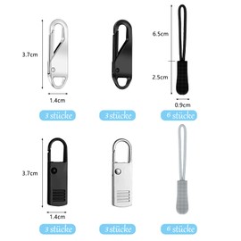 VEGCOO Pack of 24 12 Removable Pull Tab Zip Puller Zip Pull Accessories Zip Puller Universal Zip Head + 12 Zip Pull Cords Repair Bag (A)