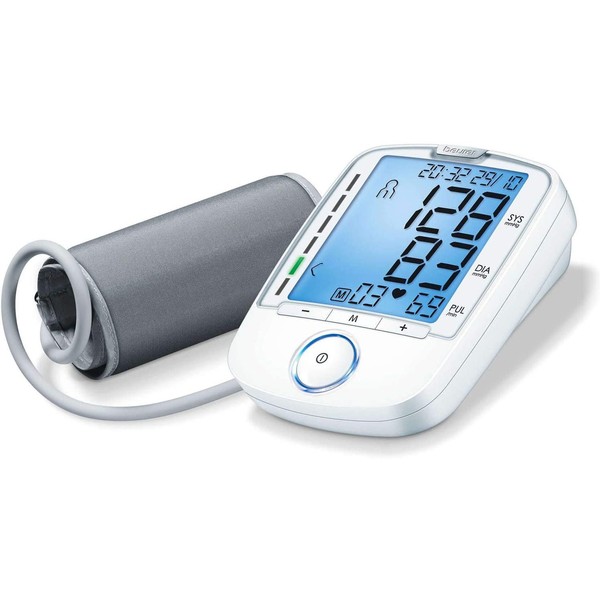 Beurer BM47 Upper Arm Blood Pressure Monitor, Large Cuff | 4 Users, Fully Automatic & Digital, XL Display, Irreg. Heartbeat Detector, Cuff Circ. 8.7”-16.5” | Home Use BP Machine Kit | Storage case