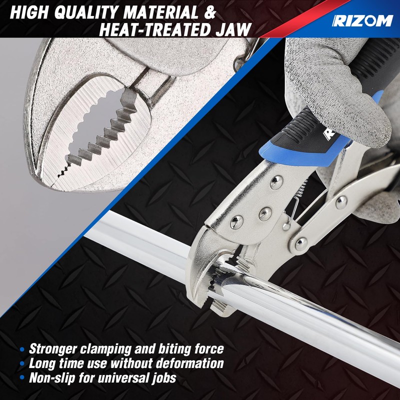 Rizom Vice Grips Pliers Set, 6-Piece Locking Pliers Set, 6-1/2”,