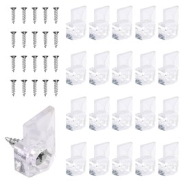 20 Set Mirror Hangers for Wall Mounting - Holders, Brackets, Hanging Clips - Clear Plastic Glass Crystal Hardware Frameless Kit