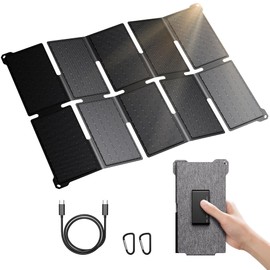BigBlue Solar Panel Solar Charger 35W PD 25W Fast Charging USB-A/Type-C 3 Ports Foldable Portable Compact Charger IP68 Waterproof Foldable Portable Charger Single Crystal 25.4% High Conversion