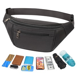Bum Bag Waist Bag Sport Waterproof Belt Bag Women Men Sports Bag Outdoor Travel Hiking Running Jogging Dog Training, gray, outdoor sports