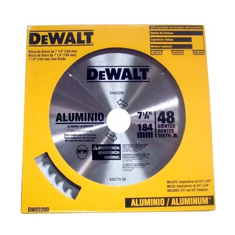 DEWALT DWA03200 Disco Sierra 7-1/4 pulgadas 48DPP Aluminio