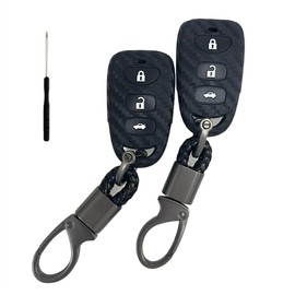 REPROTECTING Silicone Rubber Carbon Fiber Key Fob Cover Compatible with 2006-2020 Hyundai Accent Elantra Genesis Sonata Kia Forte Optima Rondo Sorento Spectra