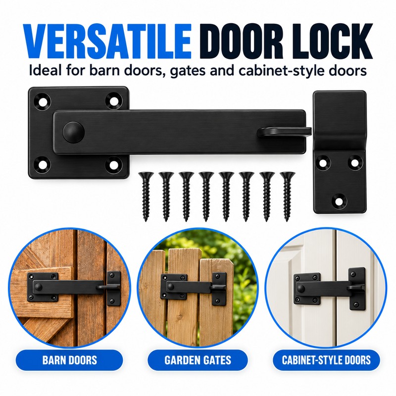 5 Inch Heavy Duty Barn Door Bolt Lock, Dark Brushed