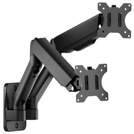 monTEK Dual Monitor Wall Mount for 17 to 32 inch Flat/Curved Screens, Each Holds to 19.8 lbs, Full Motion Adjustable Mechanical Spring Monitor Arm, 75x75/100x100 VESA Wall Mount, Black