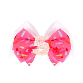 Vovii Birthday Hair Bow Clip for 5th Birthday Decorations for Girl, Pink Ice Cream Baby Bow Party Decorations for 5 Year Old Girl Birthday Decorations, Happy 5th Birthday Decorations for Girls Hair
