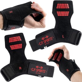 C.P.Sports Spider Grips - Pro Lifting Straps / Power Straps with Wrist Bandage & Padding | Strong Grip for Dumbbells, Handles & Weights | for Strength Training, Weightlifting, Bodybuilding, Fitness |