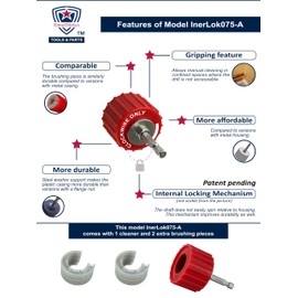 3/4-Inch[3PC] Copper Pipe Cleaner for Power Drill, Model InerLok075-A [3/4” Tube Cleaning Brush & 2 Brushing Pieces] Cleans Copper Pipes for Soldering, w/ Stainless-Steel Wire Bristles & 1/4” Shank