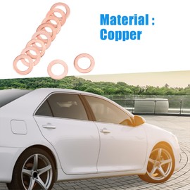 A ABSOPRO Copper Crush Washers Flat Sealing Gaskets Rings M6mm x 10mm x 1mm (Set of 50)