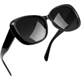 Joopin Oversized Acetate Sunglasses for Women Polarized UV Protection Trendy Butterfly Ladies Sun Glasses Dark Shades for Driving Vacation(Black)