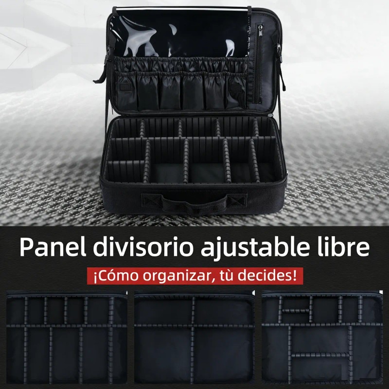Estuche De Maquillaje Profesional Viaje Divisores Xl Negro Negro