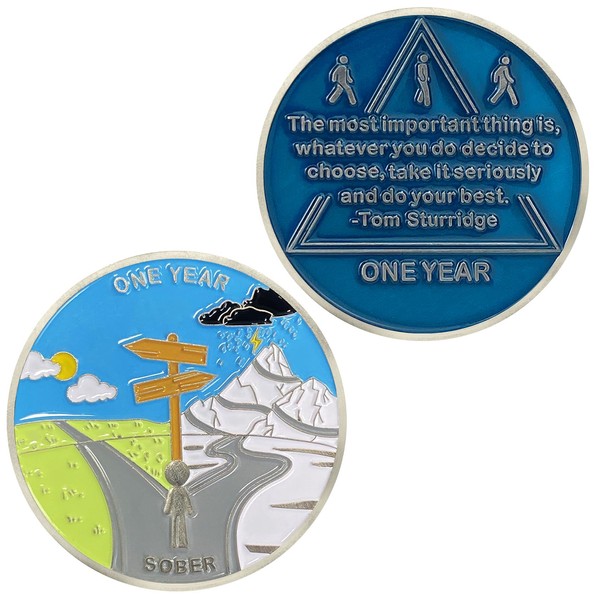 12 Months Sobriety Coin AA Chips and Medallions,Sobriety Recovery Chip