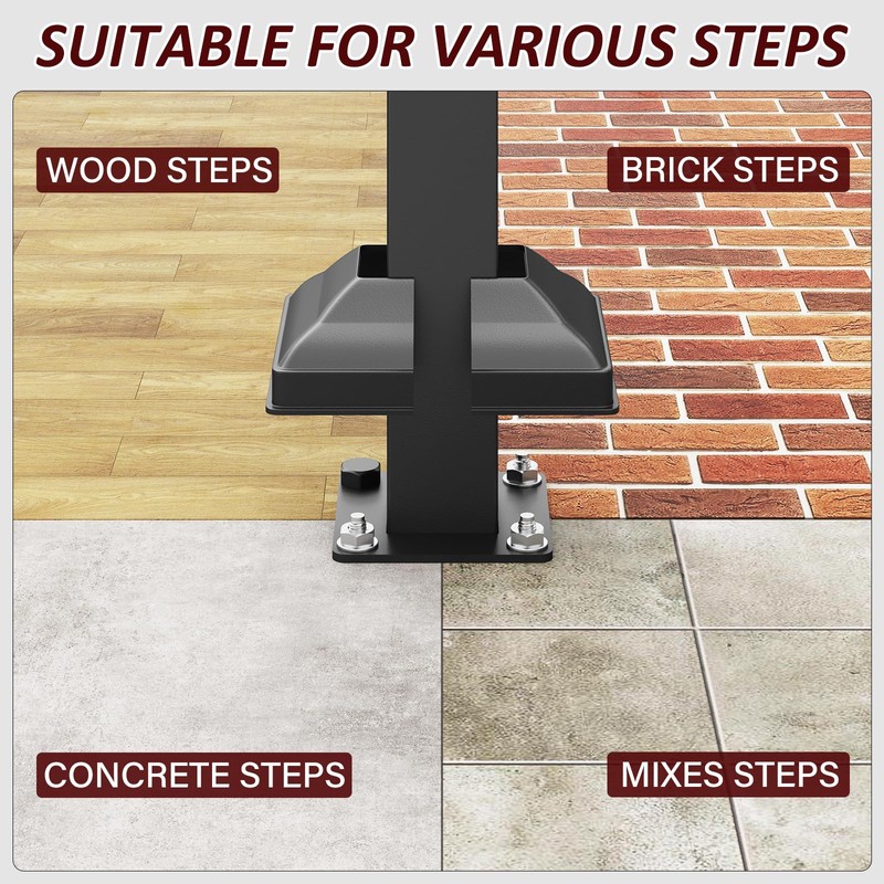 MODCART Hand Rails for Outdoor Steps, 2 Step Handrail 2