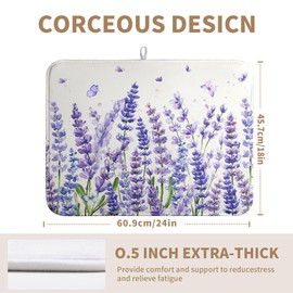 Purple Lavender Dish Drying Mat for Kitchen Counter Spring Summer Flower Floral Dishes Drainer Mats Absorbent Microfiber Dish Drying Pad Washable Dish Draining Mat Extra Large 18x24 Inch