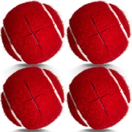 Precut Tennis Balls for Walkers, 4 PCS Heavy Duty Long Lasting Glide Balls - Precut for Easy Installation, Universal Felt Pads for Walker Legs & Furniture, Floor Protectors (Red)