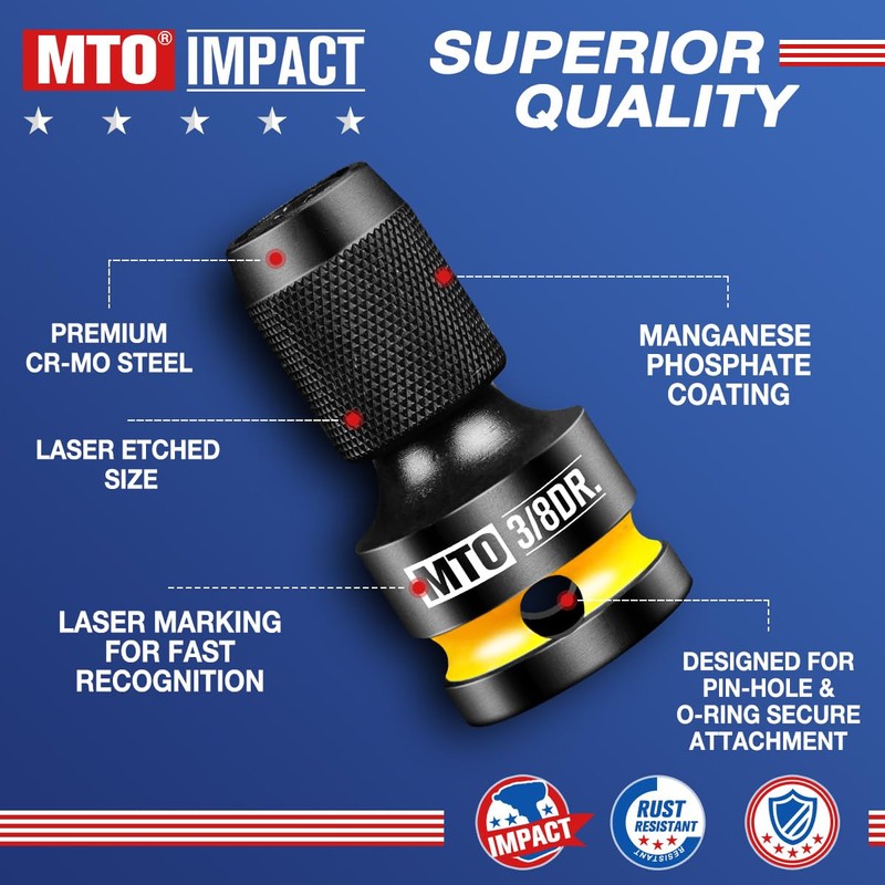 MTO 3/8-Inch Square Drive to 1/4-Inch Hex Socket Adapter, Quick